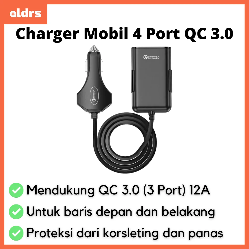 Charger Mobil 4 Port QC 3.0